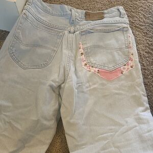 Lee Women’s Light Wash Boyfriend Jeans with Pink Floral Pocket Trim